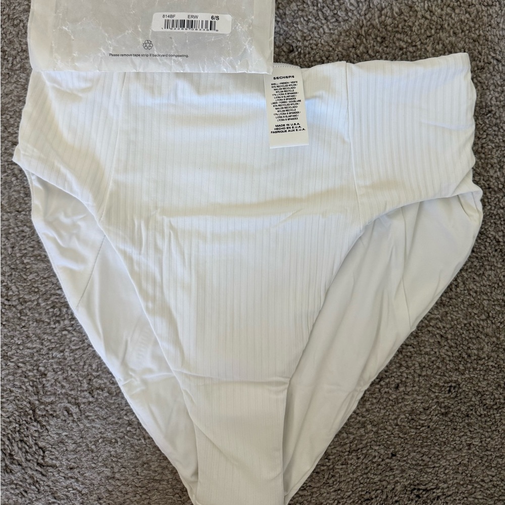 Vitamin A White Ribbed High-Waisted Bikini Bottom